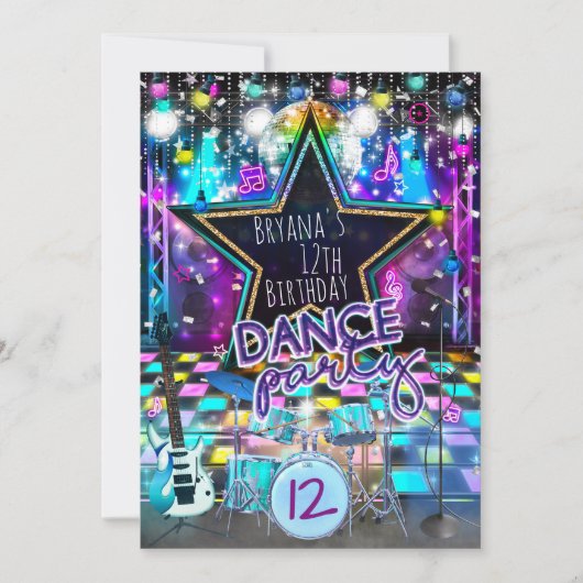DANSE Anniversaire Musical Rock Star Invitation (Devant)