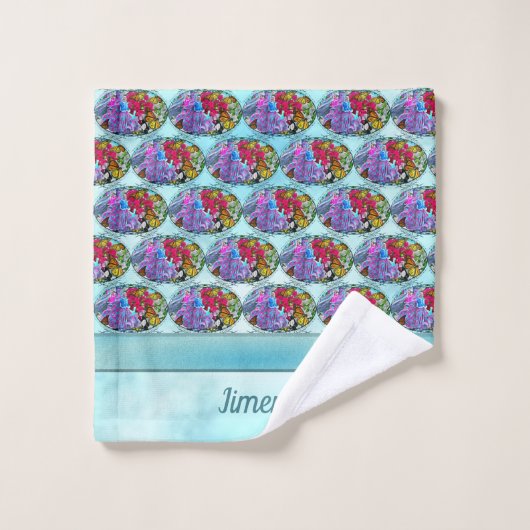 Danse avec Fleurs et Papillons PV01 (Gant de toilette)