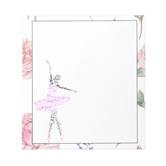 Danse Ballerina | Bloc-notes de bordure Rose (Devant)