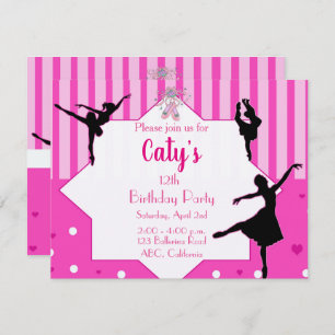 Danse Ballerina silhouette Anniversaire Invitation