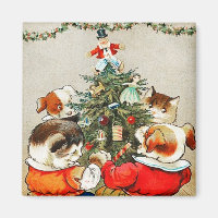 Danse Chats Et Chiens Magnet Vintage