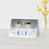 Danse d'hiver des grues japonaises Carte d'anniver (Fleur jaune)