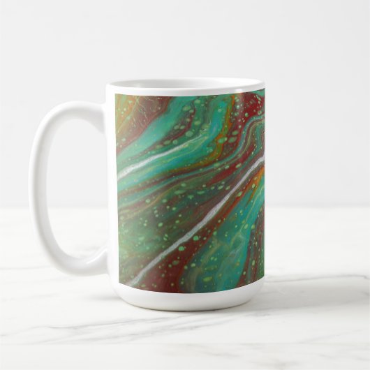 Danse du Sabre 3 Mug Abstrait Vert et Rouge Fluide (Gauche)