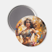 Danse du ventre coloré magnet rond (Recto/Verso)