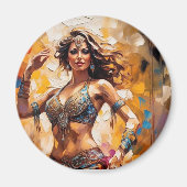 Danse du ventre coloré magnet rond (Devant)