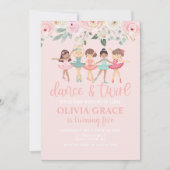 Danse et Twirl Floral Ballet Invitation Anniversai (Devant)