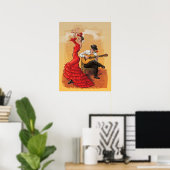 Danse flamenco - Affiche illustrée d'art (sans tex (Bureau à domicile)