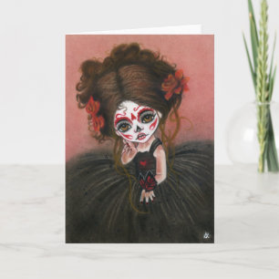 Danse Macabre big eye dia de los muertos Card Kaart
