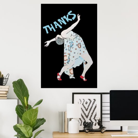 Danse, modifier le texte, MERCI, Poster (Bureau à domicile)