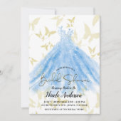 Danse Papillon Robe Bleue Or Invitation Enterremen (Devant)