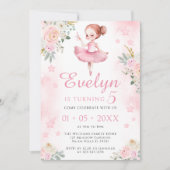 Danse rose mignonne invitation fille anniversaire (Devant)