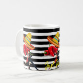 Danse Sombrero Mexicaine Noir Blanc Stripe Mug (Devant gauche)