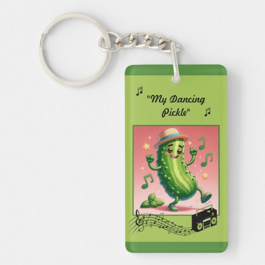 Dansen augurk met Boom Box Sleutelhanger (Voorkant)