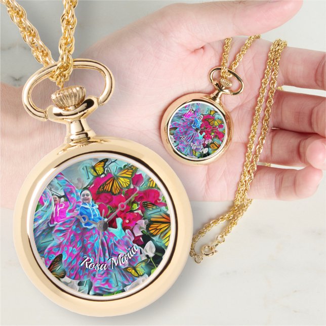 Dansen Bloemen & Vlinders PV01 Ketting Horloge (Creator heeft geüpload)