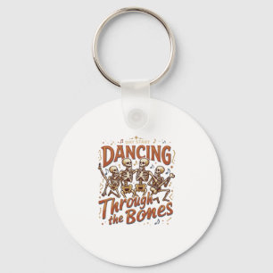 Dansen door Halloween-skeletten muziek viering Ce Sleutelhanger