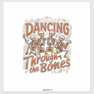 Dansen door Halloween-skeletten muziek viering Ce Sticker