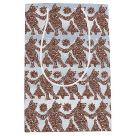 Dansen Gingerbread Katten op een Gift Bag Medium Cadeauzakje