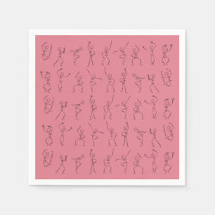 Dansen Halloween Skeletons - roze Servet
