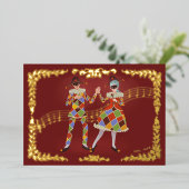 Dansen Harlequins Folie Feestdagenkaart (Staand Voorkant)