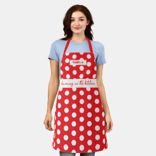 "Dansen in de keuken" – Rode polka stippen Schort
