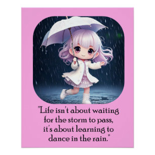 Dansen in de kunst van Rain Chibi Perfect Poster