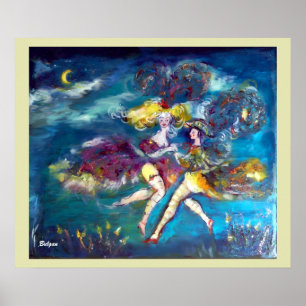DANSEN IN DE NACHT Venetiaanse gemaskerde dansers Poster
