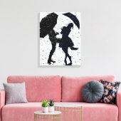 Dansen in de regen canvas afdruk (Insitu (Woonkamer))