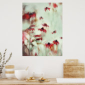 Dansen in Wind, rode schilderige droeve zachte blo Poster (Keuken)