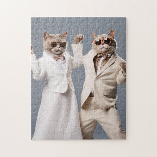 Dansen Katten In Kleding Jigsaw Puzzel (Verticaal)