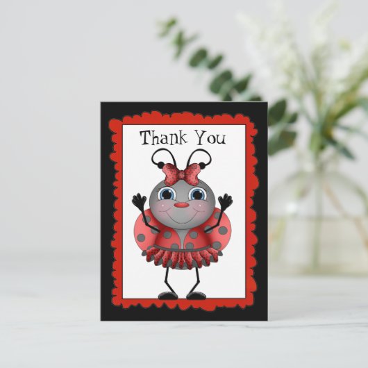 Dansen Ladybug bedankt briefkaart (Staand voorkant)