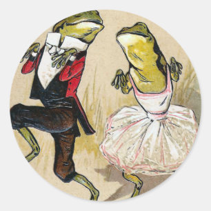 Dansen met kikkers ronde sticker