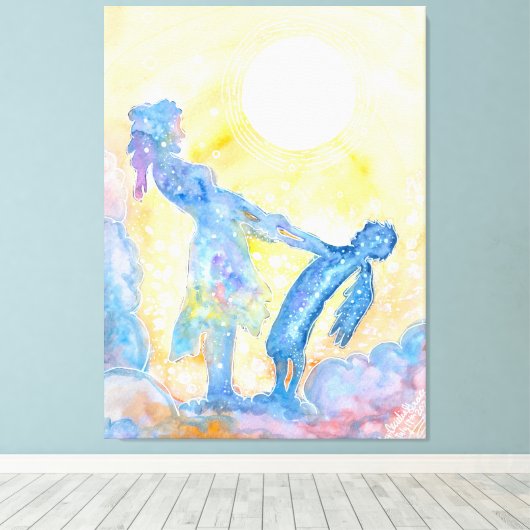 Dansen met mijn engel Stretched Canvas Print (Insitu (Houten vloer))