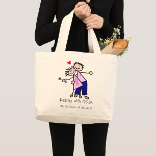 Dansen met N.E.D. - Breast kanker Roze lint Grote Tote Bag