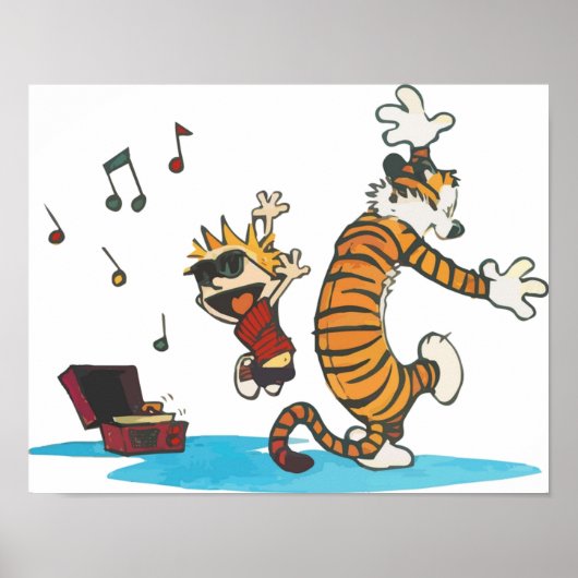Dansen met Vinyl Phonograph Cute Hobbes Artwork Poster (Voorkant)