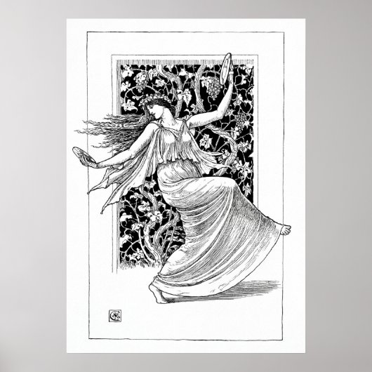 Dansen Nymph - kunst in zwart-wit Poster (Voorkant)