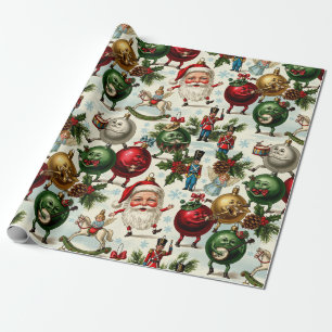 Dansen op de kerstman en magische Ornamenten Cadeaupapier