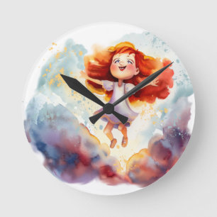 Dansen op een Cloud Nursery Bedroom Clock Ronde Klok