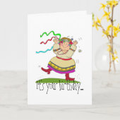 Dansen op een kleine verjaardag kaart (Gele Bloem)