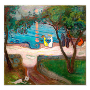 Dansen op een Shore Edvard Munch Foto Afdruk