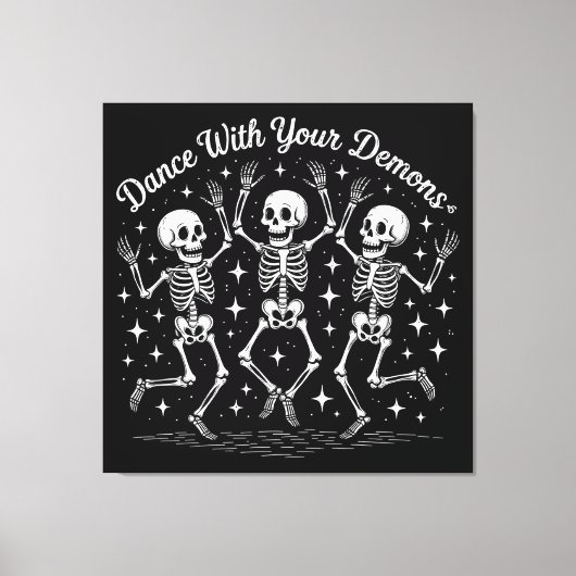 Dansen op Halloween Skeletten Canvas Afdruk (Voorkant)