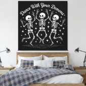 Dansen op Halloween Skeletten Canvas Afdruk (Insitu (Slaapkamer))