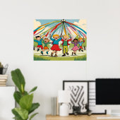 Dansen rond de Maypole - Kinderen speelgoed Poster (Thuiskantoor)