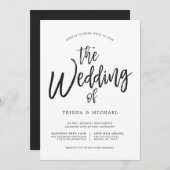 Dansen Script Black|White Wedding Kaart (Voorkant / Achterkant)