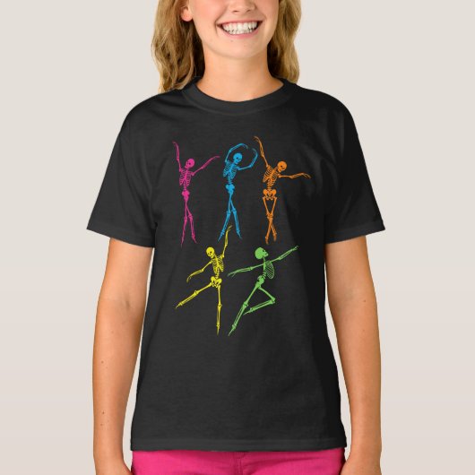Dansen Skeletons Funny Spooky Ballerina Halloween T-shirt (Voorkant)