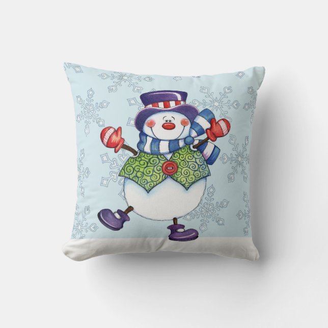 Dansen Snowman - Pillow Kussen (Voorkant)