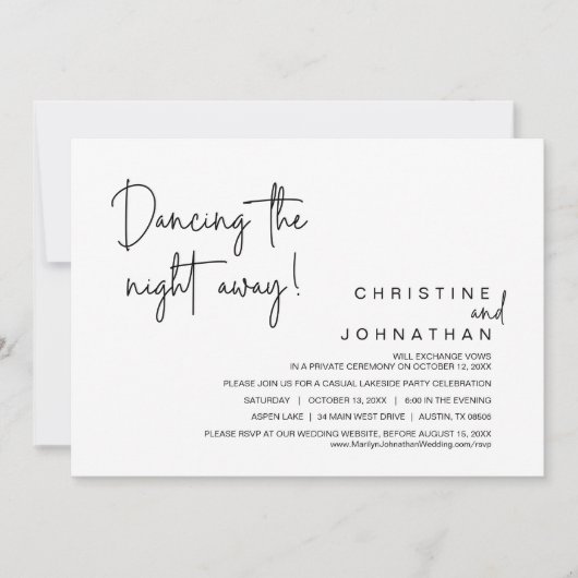 Dansen tot de nacht voorbij is, huwelijksfeest na  kaart (Voorkant)