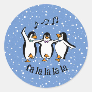 Dansen Zingende Pinguïns Design Ronde Sticker