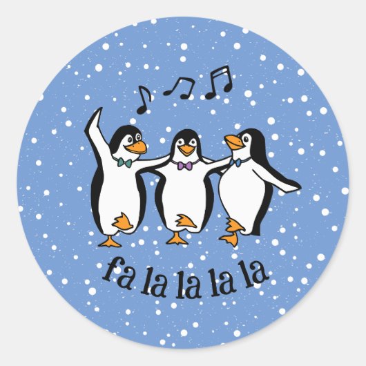 Dansen Zingende Pinguïns Design Ronde Sticker (Voorkant)