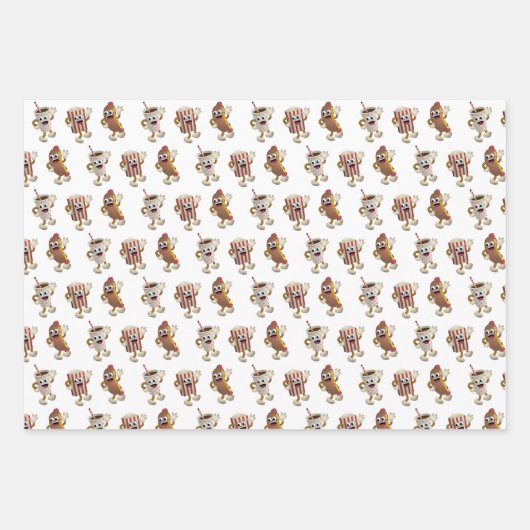 Dansend 50's Food Assortment Inpakpapier Vel (Voorkant)