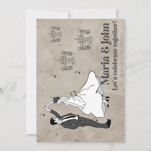 Dansend bruidspaar kaart (Voorkant)